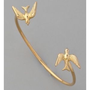 ⬇️🌟 MHT Kissing Swallows Open Cuff Bracelet Gold